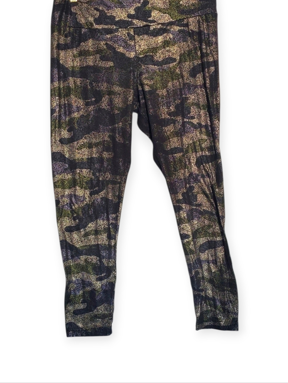 Camo Metallic Leggings - Black/Green